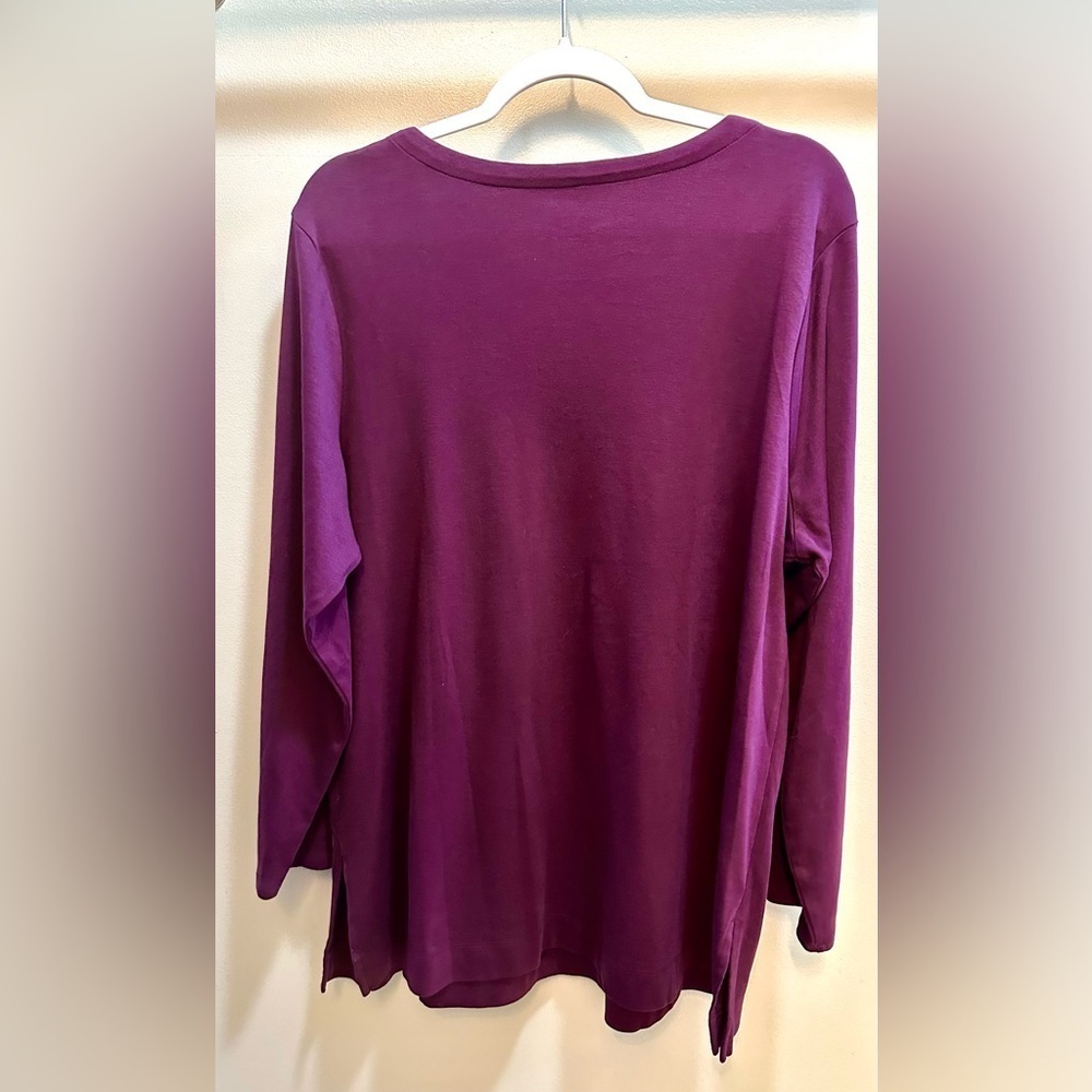 J. Jill Simply Supima Cotton V-Neck Slit On the Side Long Sleeve Size XL - Picture 5 of 6